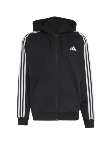 Bluza męska adidas essentials 3-stripes fleece full-zip hoodie czarna ky6559