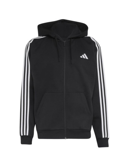 Bluza męska adidas essentials 3-stripes fleece full-zip hoodie czarna ky6559