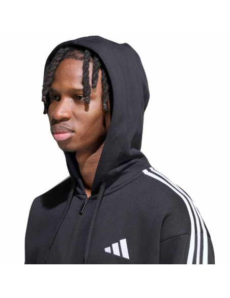 Bluza męska adidas essentials 3-stripes fleece full-zip hoodie czarna ky6559