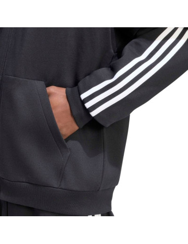 Bluza męska adidas essentials 3-stripes fleece full-zip hoodie czarna ky6559