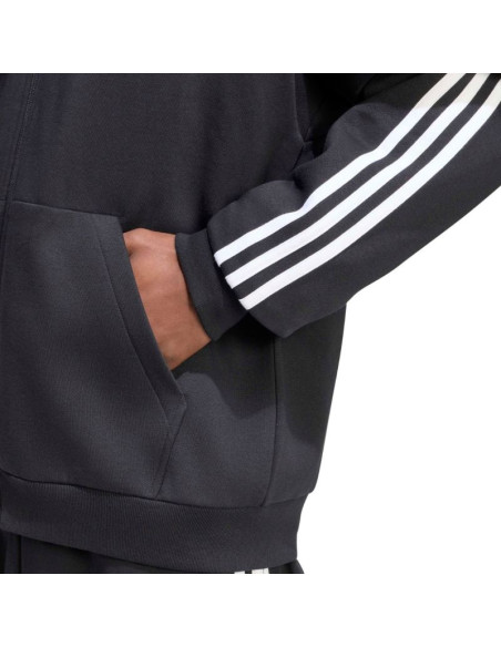 Bluza męska adidas essentials 3-stripes fleece full-zip hoodie czarna ky6559