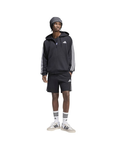 Bluza męska adidas essentials 3-stripes fleece full-zip hoodie czarna ky6559