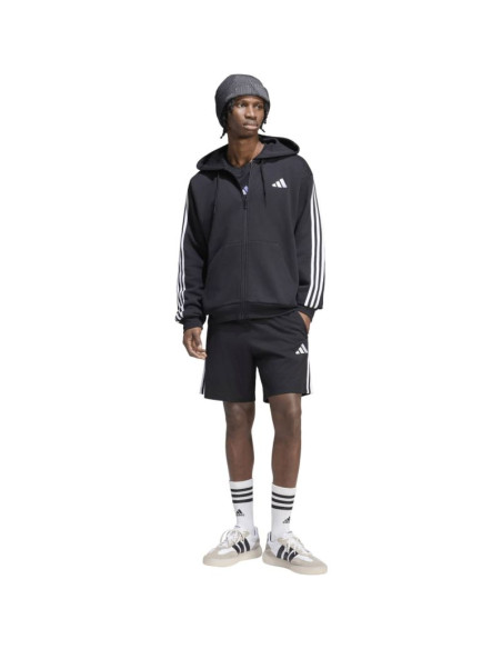 Bluza męska adidas essentials 3-stripes fleece full-zip hoodie czarna ky6559