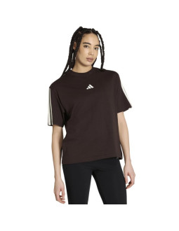 Koszulka damska adidas essentials 3-stripes boyfriend ciemnobrązowa kx0794