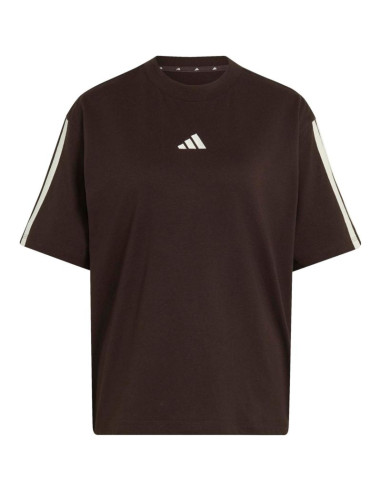 Koszulka damska adidas essentials 3-stripes boyfriend ciemnobrązowa kx0794