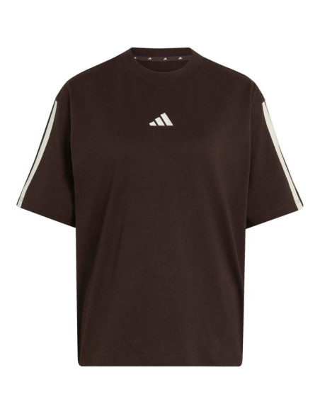 Koszulka damska adidas essentials 3-stripes boyfriend ciemnobrązowa kx0794