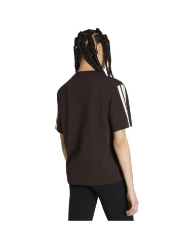 Koszulka damska adidas essentials 3-stripes boyfriend ciemnobrązowa kx0794