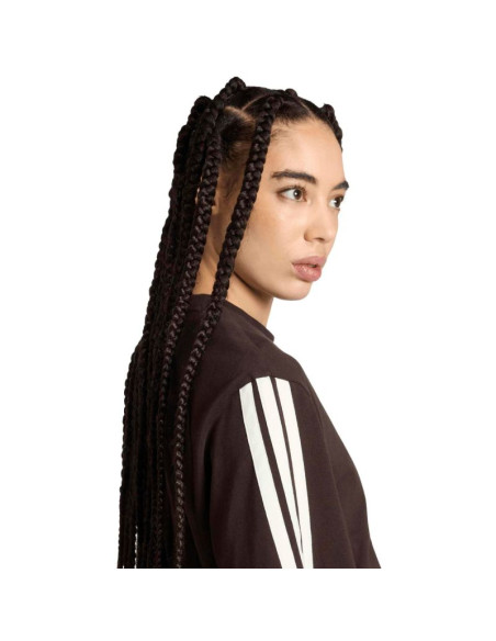 Koszulka damska adidas essentials 3-stripes boyfriend ciemnobrązowa kx0794