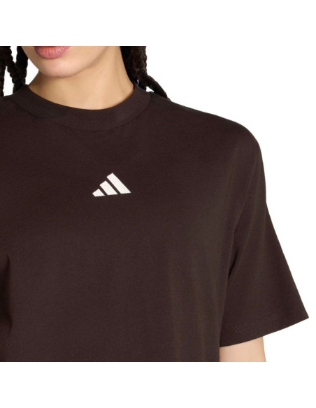 Koszulka damska adidas essentials 3-stripes boyfriend ciemnobrązowa kx0794