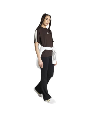 Koszulka damska adidas essentials 3-stripes boyfriend ciemnobrązowa kx0794