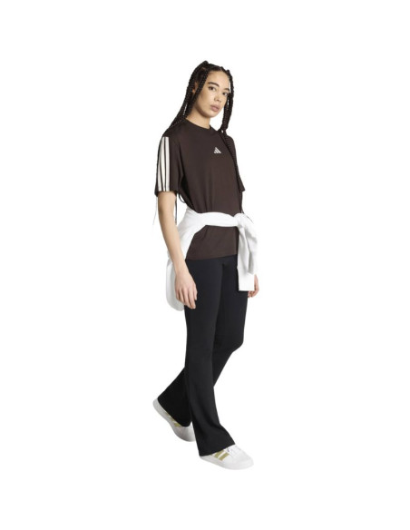Koszulka damska adidas essentials 3-stripes boyfriend ciemnobrązowa kx0794