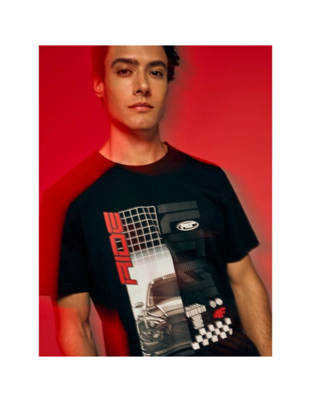 T-shirt regular z nadrukiem męski 4f 4fraw26ttshm4447-20s
