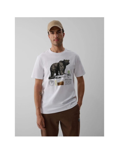 T-shirt regular z nadrukiem męski 4f 4fkaw26ttshm4473-11s