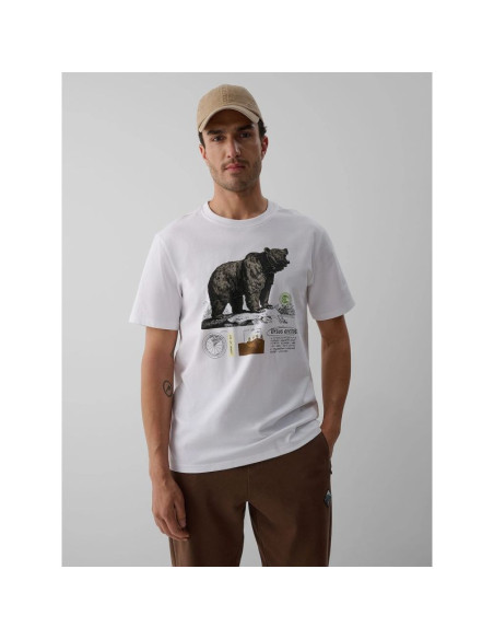 T-shirt regular z nadrukiem męski 4f 4fkaw26ttshm4473-11s