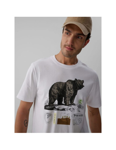 T-shirt regular z nadrukiem męski 4f 4fkaw26ttshm4473-11s
