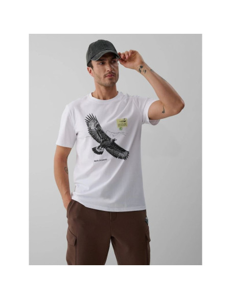 T-shirt regular z nadrukiem męski 4f 4fkaw26ttshm4499-10s