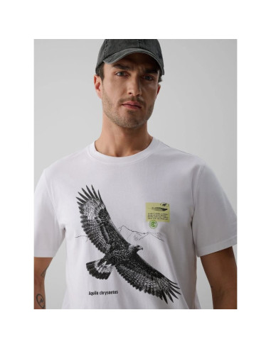 T-shirt regular z nadrukiem męski 4f 4fkaw26ttshm4499-10s