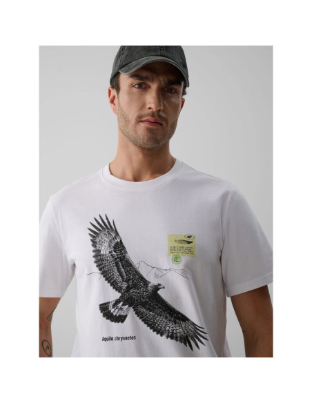 T-shirt regular z nadrukiem męski 4f 4fkaw26ttshm4499-10s