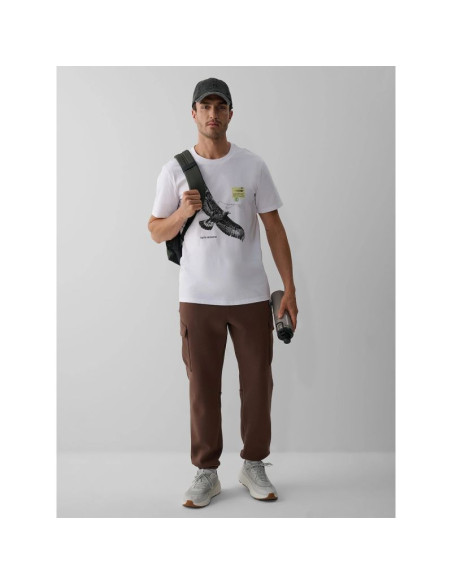 T-shirt regular z nadrukiem męski 4f 4fkaw26ttshm4499-10s