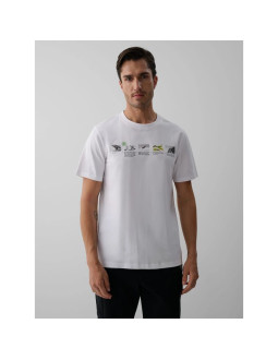 T-shirt regular z nadrukiem męski 4f 4fkaw26ttshm4476-10s