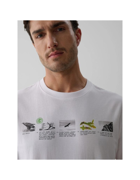 T-shirt regular z nadrukiem męski 4f 4fkaw26ttshm4476-10s