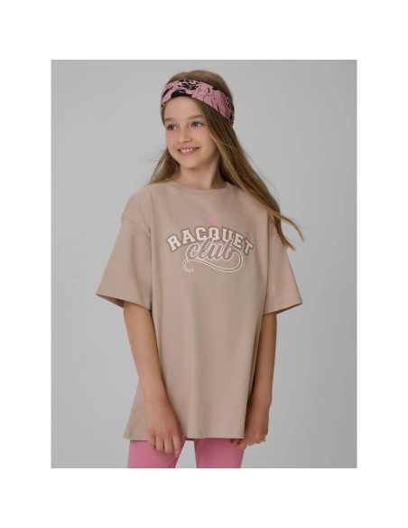 T-shirt oversize z nadrukiem dziewczęcy 4f 4fjraw26ttshf4242-83s