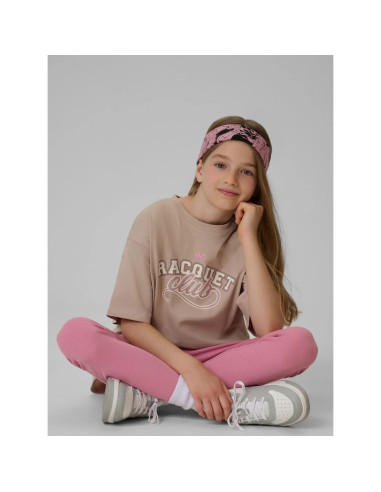 T-shirt oversize z nadrukiem dziewczęcy 4f 4fjraw26ttshf4242-83s