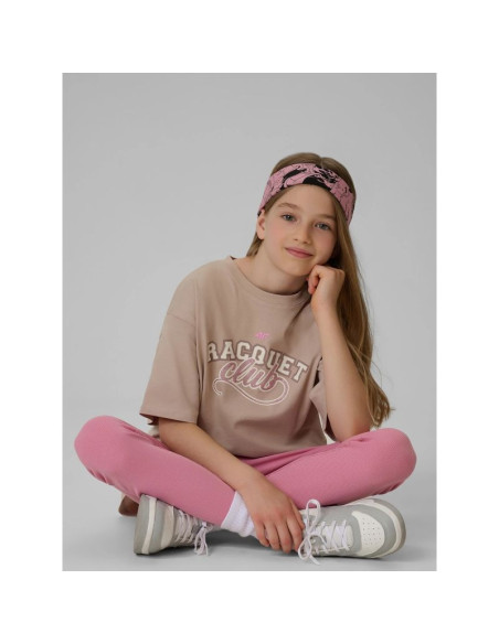 T-shirt oversize z nadrukiem dziewczęcy 4f 4fjraw26ttshf4242-83s
