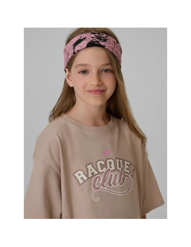 T-shirt oversize z nadrukiem dziewczęcy 4f 4fjraw26ttshf4242-83s