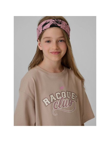 T-shirt oversize z nadrukiem dziewczęcy 4f 4fjraw26ttshf4242-83s