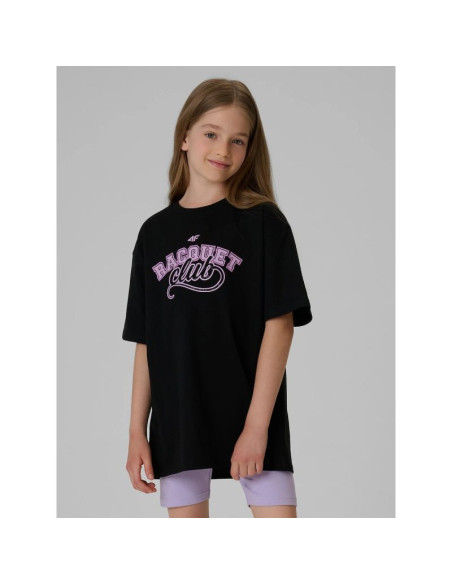 T-shirt oversize z nadrukiem dziewczęcy 4f 4fjraw26ttshf4242-20s
