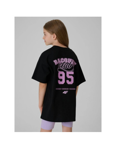T-shirt oversize z nadrukiem dziewczęcy 4f 4fjraw26ttshf4242-20s
