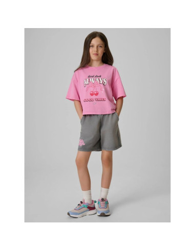 T-shirt boxy z nadrukiem dziewczęcy 4f 4fjraw26ttshf4239-56s