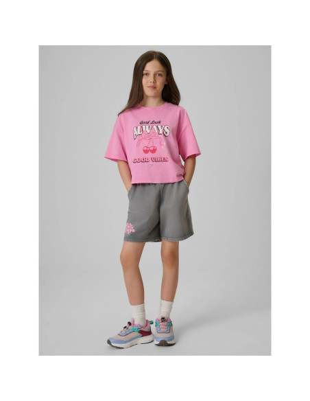 T-shirt boxy z nadrukiem dziewczęcy 4f 4fjraw26ttshf4239-56s