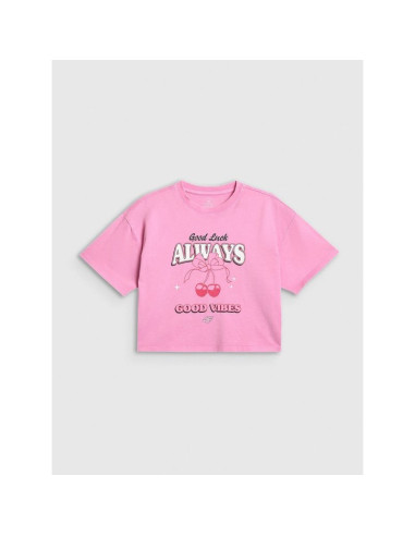 T-shirt boxy z nadrukiem dziewczęcy 4f 4fjraw26ttshf4239-56s