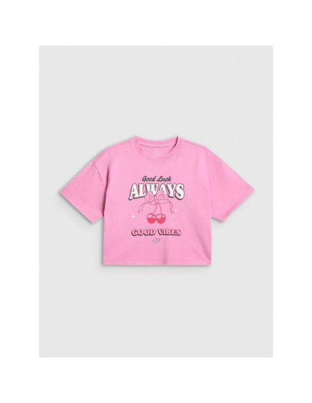 T-shirt boxy z nadrukiem dziewczęcy 4f 4fjraw26ttshf4239-56s