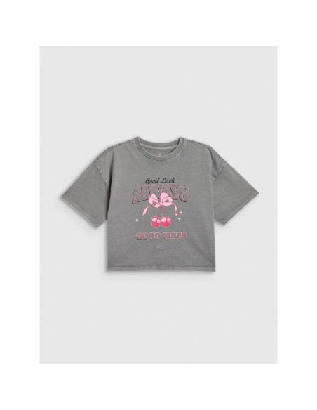 T-shirt boxy z nadrukiem dziewczęcy 4f 4fjraw26ttshf4239-22s