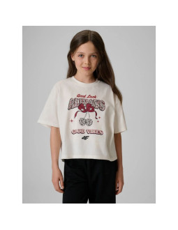 T-shirt boxy z nadrukiem dziewczęcy 4f 4fjraw26ttshf4239-11s