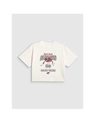 T-shirt boxy z nadrukiem dziewczęcy 4f 4fjraw26ttshf4239-11s