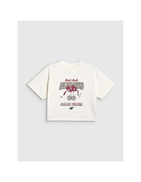 T-shirt boxy z nadrukiem dziewczęcy 4f 4fjraw26ttshf4239-11s