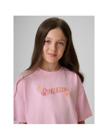 T-shirt boxy z nadrukiem dziewczęcy 4f 4fjraw26ttshf4324-056s