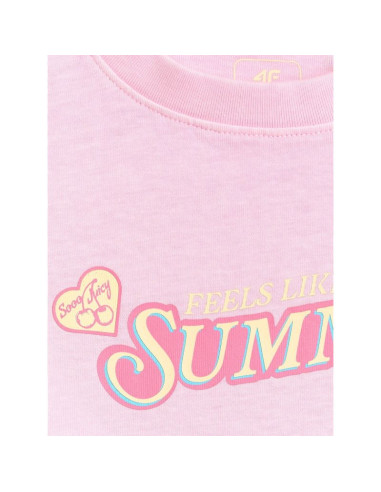 T-shirt boxy z nadrukiem dziewczęcy 4f 4fjraw26ttshf4324-056s