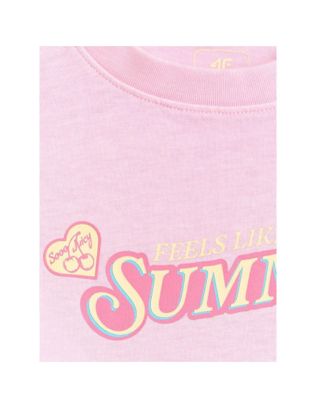 T-shirt boxy z nadrukiem dziewczęcy 4f 4fjraw26ttshf4324-056s