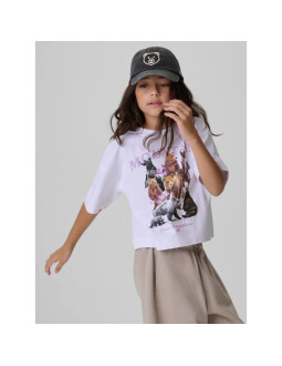 T-shirt boxy z nadrukiem dziewczęcy 4f 4fjkaw26ttshf4426-10s