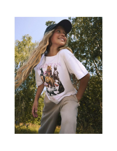 T-shirt boxy z nadrukiem dziewczęcy 4f 4fjkaw26ttshf4426-10s