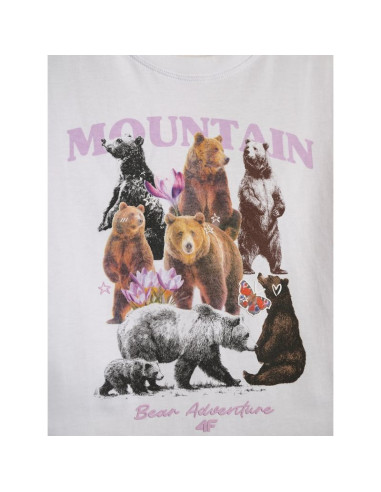 T-shirt boxy z nadrukiem dziewczęcy 4f 4fjkaw26ttshf4426-10s