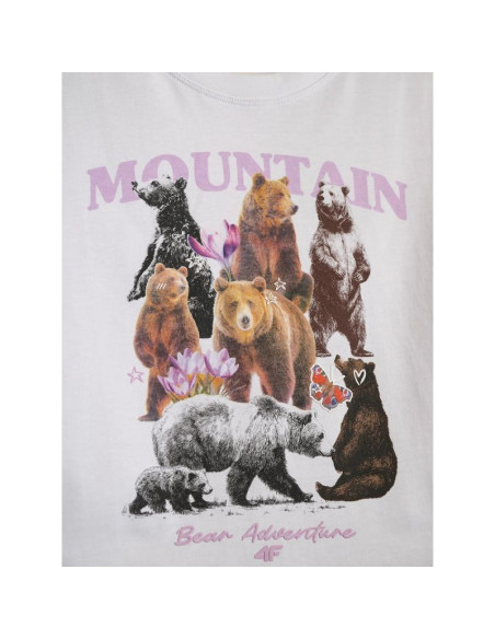 T-shirt boxy z nadrukiem dziewczęcy 4f 4fjkaw26ttshf4426-10s