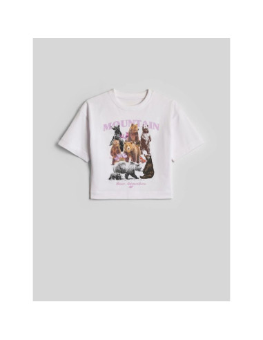 T-shirt boxy z nadrukiem dziewczęcy 4f 4fjkaw26ttshf4426-10s