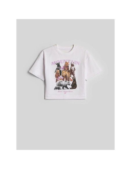T-shirt boxy z nadrukiem dziewczęcy 4f 4fjkaw26ttshf4426-10s