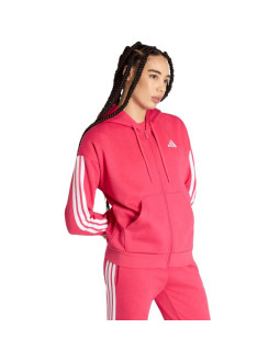 Bluza damska adidas essentials 3-stripes full-zip fleece hoodie różowa kf6272